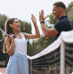 tennis players high five